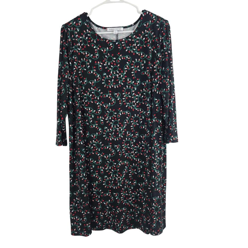 Celebrate Together Christmas Light Mini Dress L Womens Holiday Party Festive